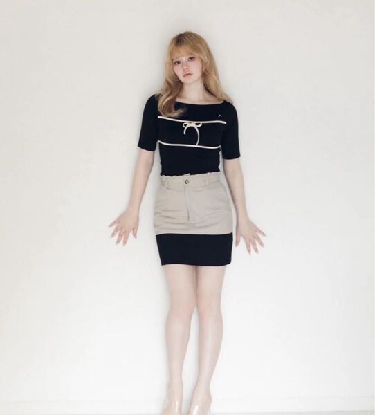 【新品】andmary Sherry mini skirt バイカラー S タイトスカート タグ付き