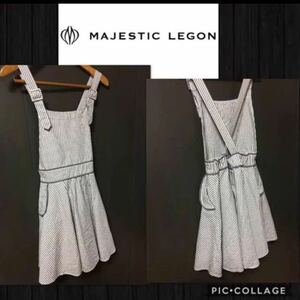 ◆MAJESTIC LEGON マジェスティックレゴン ジャンパースカート フレア　ボーダー柄　肩紐バッククロス　裏地付き　価格\5616 新品未使用