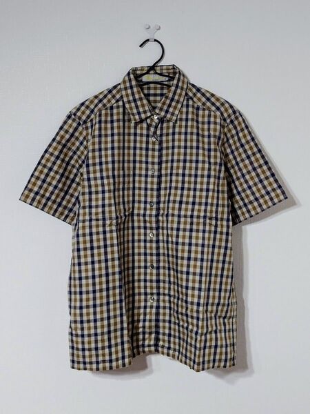 Aquascutum アクアスキュータム チェック 柄 半袖 シャツ ブラウス 古着 アメカジ