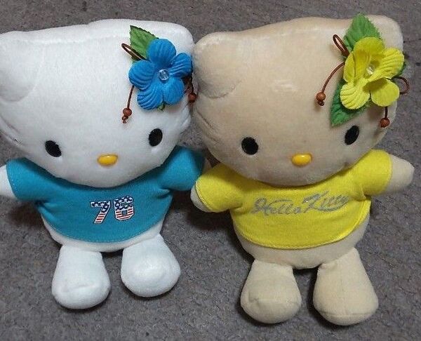 キティ、ぬいぐるみ、2個セット、日焼けキティ、ハイビスカス、非売品、鬼レア、当時物、平成レトロ、レトロ、平成女児、サンリオ