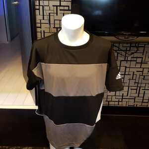 *[ beautiful goods ]adidas short sleeves black white gray elasticity 2XO