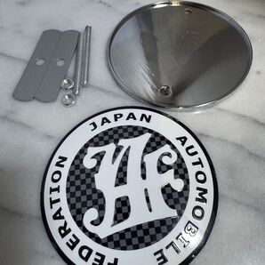 JAF カーバッジ フロントグリル 日本自動車連盟記念エンブレム カーボン調