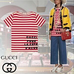 GUCCI* Gucci *19SS collection model!! border design!! red & ivory cut and sewn beautiful goods trying on degree!!