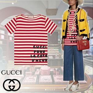 GUCCI* Gucci *19SS коллекция модель!! окантовка дизайн!! красный & слоновая кость cut and sewn прекрасный товар померить степень!!