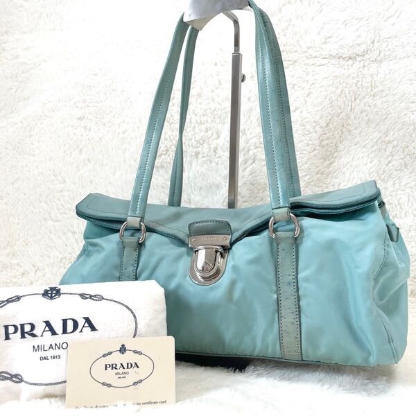【極希少★】PRADA プラダ ハンドバッグ アニス トートバッグ ショルダー 肩掛け ポコノ anice 三角ロゴ 三角プレート