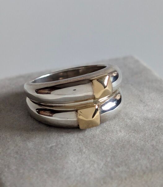 HERMES VINTAGE RING エルメス ビンテージ リング コンビ スタッズ 80s