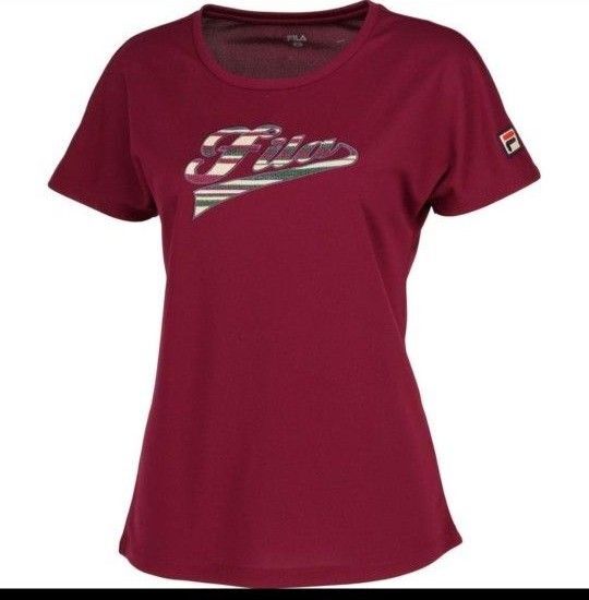 S 完売 フィラ FILA テニスウェア アップリケTシャツ VL2696 ワイン