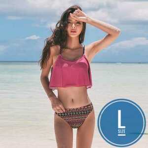 [ immediate payment ] lady's swimsuit flair top ethnic frill Asian body type cover L size 