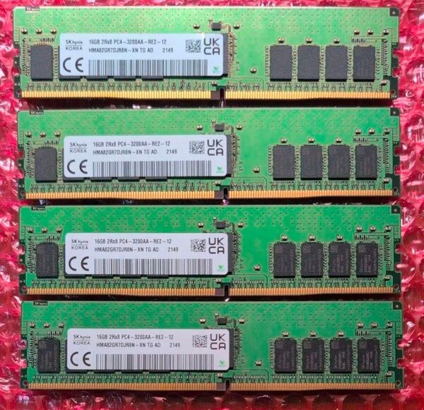 【4枚/計64GB】SK hynix DDR4 16GB 3200MHz ECC Registered RDIMM