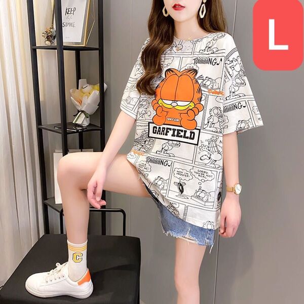 Tシャツ レディース 夏 ゆったり 半袖 トップス 可愛い 英文字 猫柄 薄手 丸首 通勤 カジュアル SLUA180