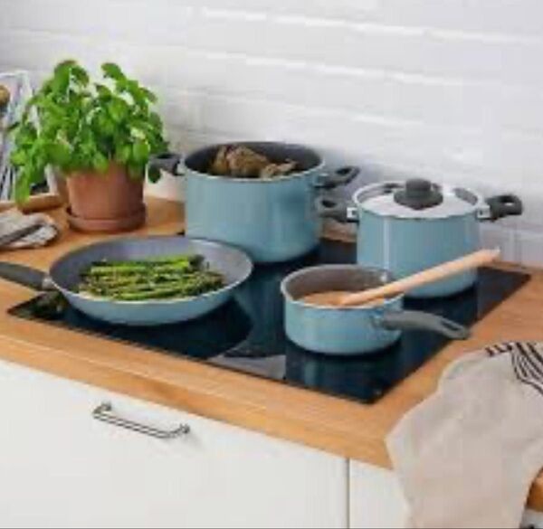 【新品】 IKEA イケア HEMLAGAD ヘムラーガッド 調理器具6点セット 深鍋 鍋 28cm フライパン ガス IH