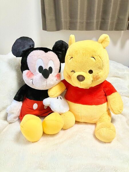 クーポン利用可【2点セット】ミッキー (ふわふわ超超BIGぬいぐるみ) くまのプーさん (超超BIGぬいぐるみ〜かしげポーズ〜)