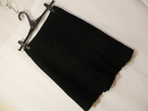 ssyy1648 NATURAL BEAUTY колено длина tuck юбка черный # шерсть 100% # одноцветный простой подкладка имеется размер 34 XS примерно 