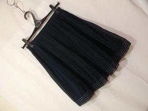 ssyy1726 ROPE Rope Mini pleated skirt navy # hem . stitch # chiffon soft lining attaching femi person S size 