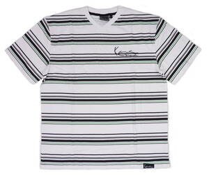 KARLKANI カールカナイ ロゴ刺繍 ボーダー ポロシャツ（ホワイト/グリーン/ブラック）(XL)【並行輸入品】
