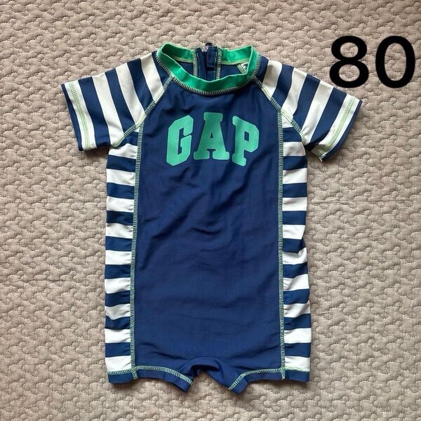 【80cm】GAP ベビー水着 ラッシュガード ボーダー ネイビー スイムウェア キッズ 12-18M キッズ