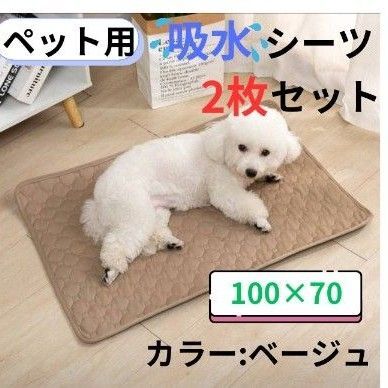ベージュ シート トイレ 洗える ペット 犬 猫 吸水 マット 2枚 エコ シーツ おしっこ ペットシート 車の中