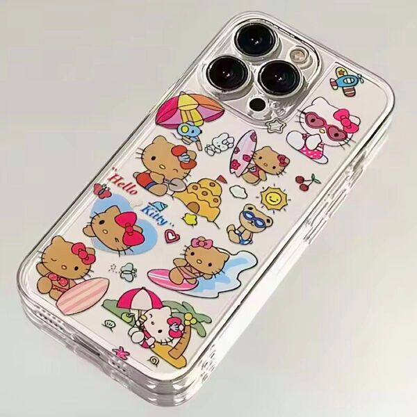 ★在庫処分大特価★ 日焼けキティ iPhoneケース キティ スマホケース セリア ダイソー キャンドゥ
