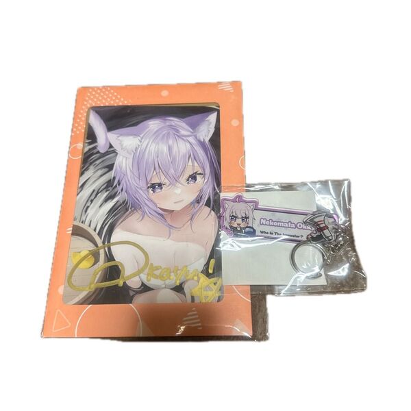新品未開封!ホロライブ猫又おかゆ【直筆】サイン入りポストカードとキーホルダーセット