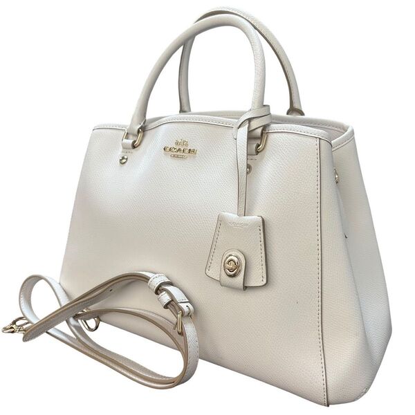 美品 コーチ COACH 2way ハンドバッグ ショルダーバッグ スモール マーゴット キャリーオール F34607 ホワイト