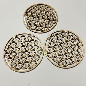 木製コースター 幾何学模様 3枚セット
