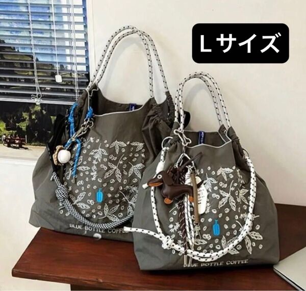 ショルダーベルトつき 2way 花柄 刺繍 エコバッグ トートバッグ ハンドバッグ ショルダーバッグ 大容量 L 人気 買い物 夏