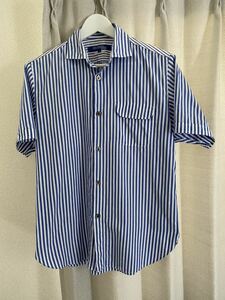 * Junya Watanabe short sleeves shirt stripe M beautiful goods blue white JUNYA WATANABE MAN Garcon 
