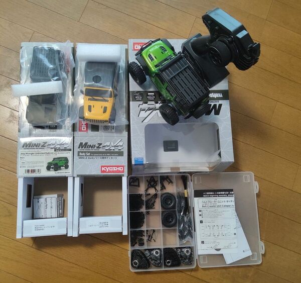 京商 ミニッツ4×4シリーズ レディセット ジープラングラー グリーン ルーフラック付き 他オプション付き