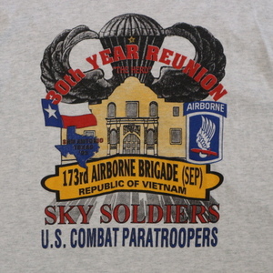 90s USA製 AIRBORNE パラシュート部隊 Tシャツ L グレー ミリタリー エアボーン 米軍 US.ARMY NAVY USMA USAFA ヴィンテージ