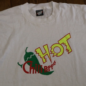 超美品 90s USA製 HOT Chili Pepper Tシャツ XL ホワイト ScreenStars イラスト ユーモア パロディ レッチリ RHCP ? ヴィンテージ