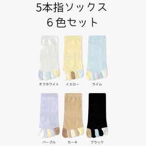 【レディース 靴下6足分セット】お洒落で可愛い5本指ソックス 6色展開 カラフルデザイン 5本指靴下 足指の健康サポート
