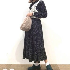 SENCE OF PLACE センスオブプレイス アーバンリサーチ ドット柄 ロング マキシ ワンピース レディース 黒