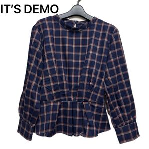 IT'S DEMO チェック柄ペプラムトップス シャツブラウス
