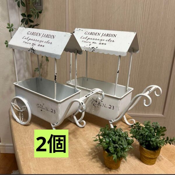 【2個】アイアン多肉植物鉢ラック ガーデン雑貨 花くるま オブジェインテリア