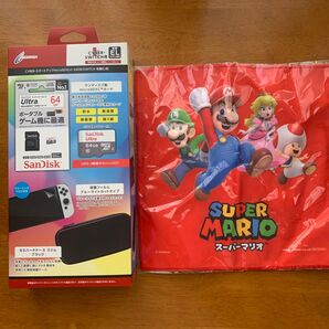 CYBER・スタートアップmicroSDセット 64GB SWITCH 有機EL用 +スーパーマリオクリーナークロス