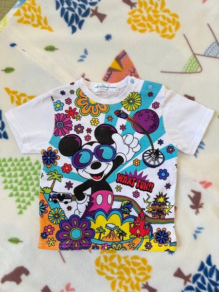 ディズニー ミッキーマウス Tシャツ80 ホワイト マルチカラー