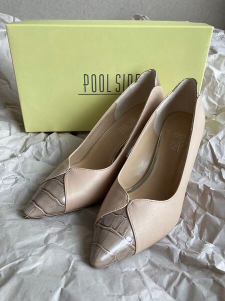 ★パンプス 通勤 poolside パンプス 24cm 雨天兼用 レインシューズ 銀座かねまつ レディースシューズ パイソン 通勤