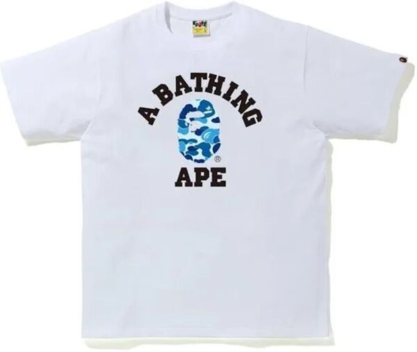 A BATHING APE ABC Camo College Tee エイプ Tシャツ青 半袖Tシャツ BAPE ape ホワイト