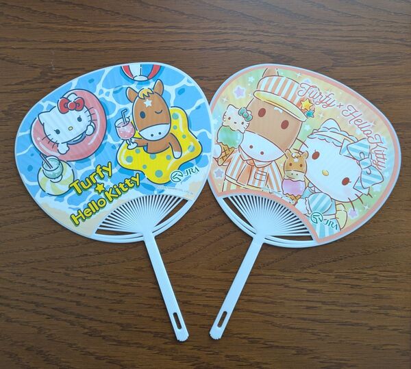美品 うちわ JRA 競馬 WINS 非売品 ハローキティ キティちゃん ターフィーくん 匿名配送