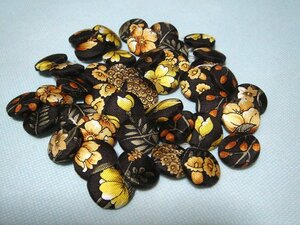 * flower pattern silk ... button handicrafts part material 43 piece set brown group hand made 