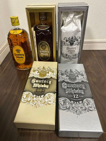 【未開封】サントリー 銀の特角 12年 特別限定品 700ml 10年 角瓶 発売60周年記念 箱 角ウイスキー3セット