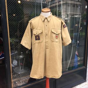 イギリスvintage Boy Scouts shirt ボーイスカウト　シャツ　コットン半袖　cotton プルオーバー shirt MV760