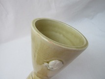 OF08463【 古い 黄釉鼓胴 華入 背戸窯 丈助 陶印 共箱 】 検) 陶器 焼物 茶道具 華道具 一輪挿 花瓶 花器 花入 花生 床飾り 飾り壺 美品ⅱ _画像7