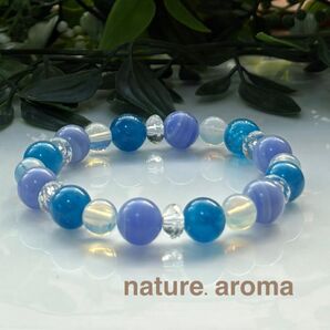 ブルーカルセドニー ブルーレース パワーストーン ブレスレット No.381