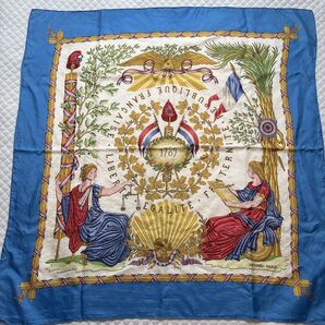美品:エルメス HERMES スカーフ 1789年フランス革命を記念 大判 90 カレ90 ストール シルク