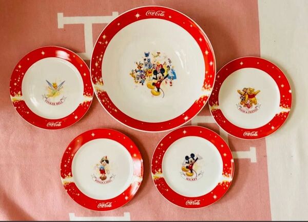 ディズニー・コカコーラコラボ大皿・プレート 4枚セット
