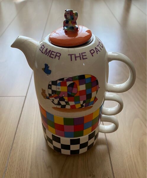ELMER THE PATCHWORK ELEPHANT ティーセット カップ 茶漉し付きティーポット