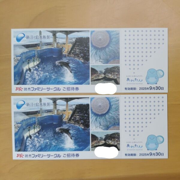 新江ノ島水族館 招待券 2枚 有効期限2025年9月30日