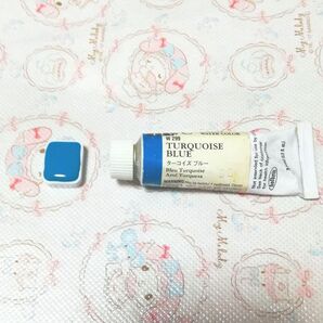 希少★ 廃番色 ターコイズブルー 1mlハーフパン ホルベイン 透明水彩絵具 廃盤色 旧ピグメント