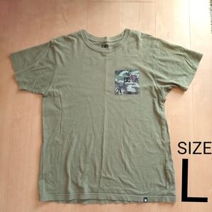 DC Tシャツ ポケットTシャツ L メンズ 迷彩柄 カーキ 緑 ボードライダーズ スケボー BMX ストリート系 かっこいい